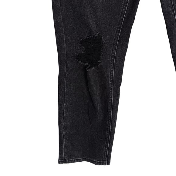 Stitch Star Distressed High Rise Jeans Size Large Washed Black 5 Pockets - Picture 5 of 8
